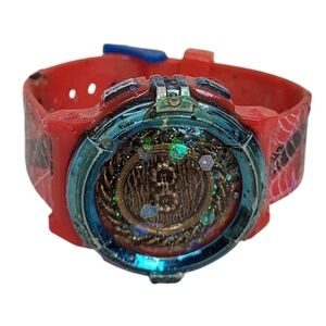 Upcycled Spiderman Steampunk Resin Watch Red Blue
